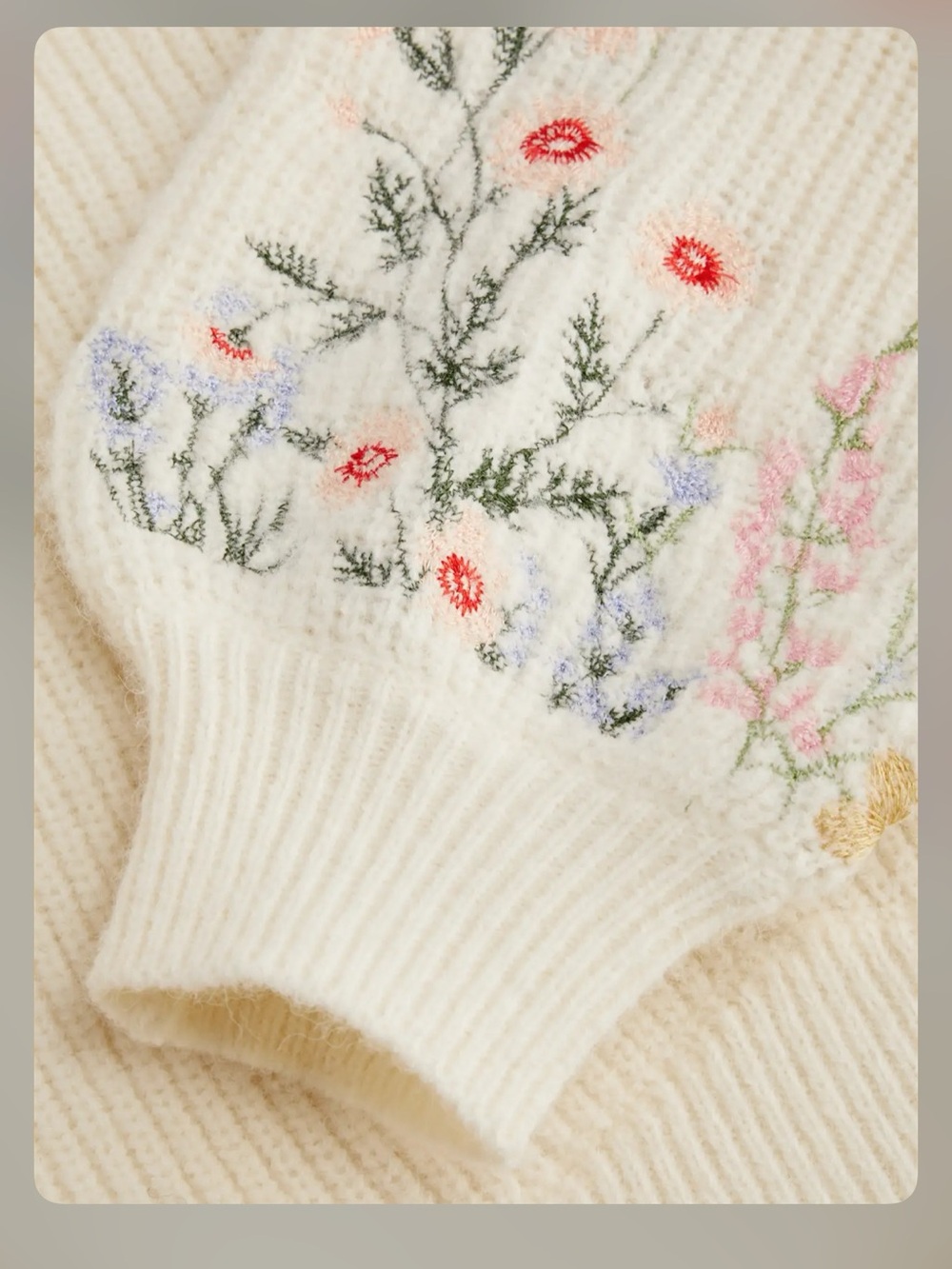 Cider KNIT HIGH NECK FLORAL EMBROIDERY CROP TOP M ip-7 - Picture 4 of 6